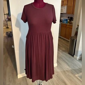 Torrid Ribbed Shirt Dress - Maroon